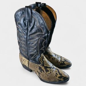Vaquero Black Snakeskin Western Cowboy Boots Men's Size 8 / Women's Size 9.5